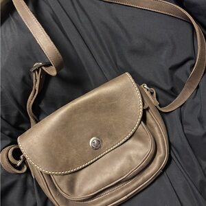 Roots Tan Leather Crossbody Bag